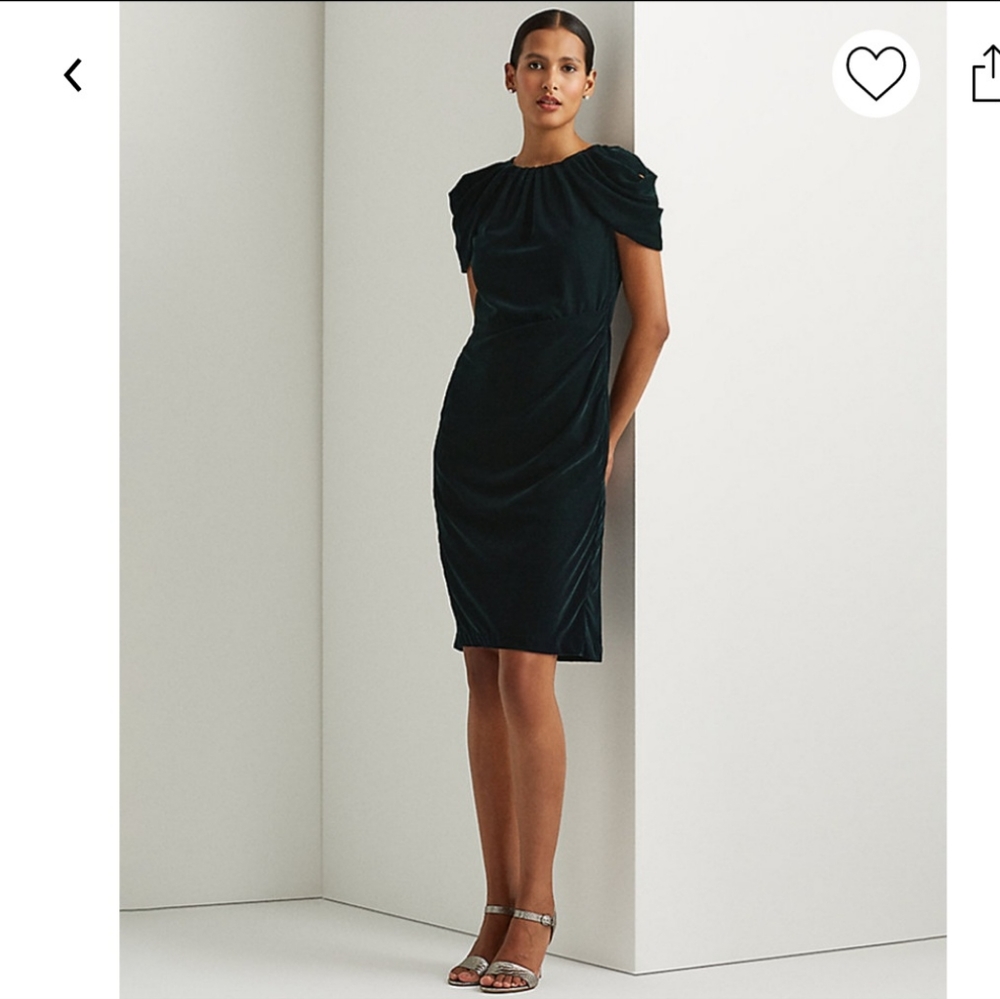 RALPH LAUREN WOMEN'S VELVET SWAG SLEEVE COCKTAIL DRESS SIZE 12 NWT